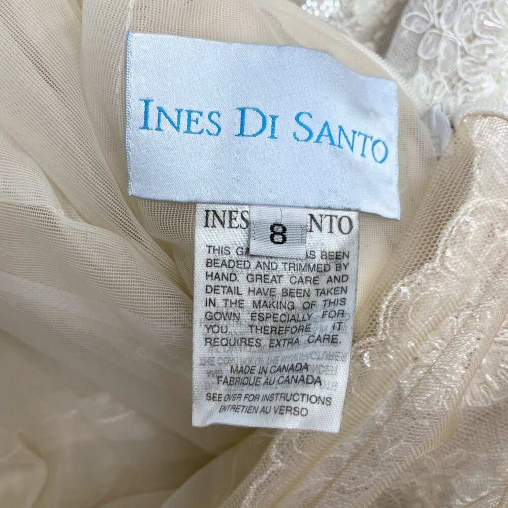 Ines Di Santo spaghetti strap lace sheath wedding gown - Picture 6 of 13